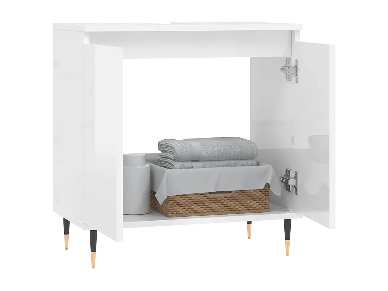 Mobile bagno in legno ingegnerizzato bianco lucido 58x33x60 cm