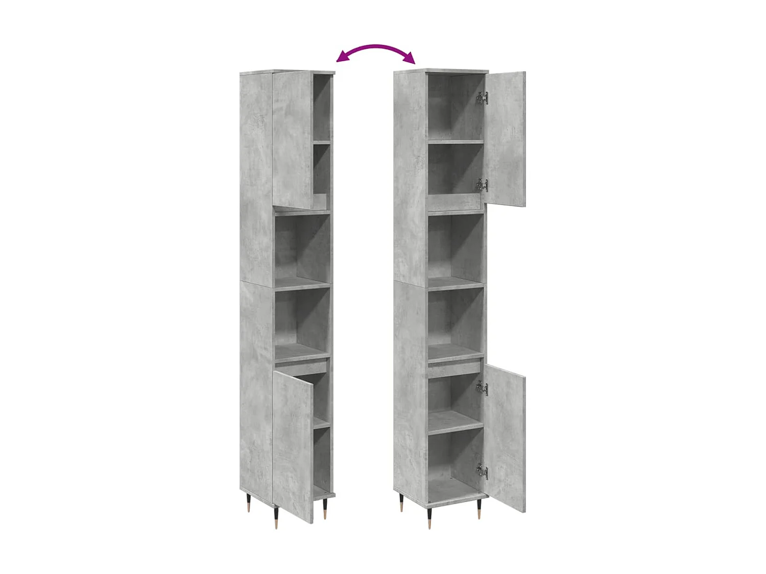 Mueble de baño gris hormigón 30x30x190 cm