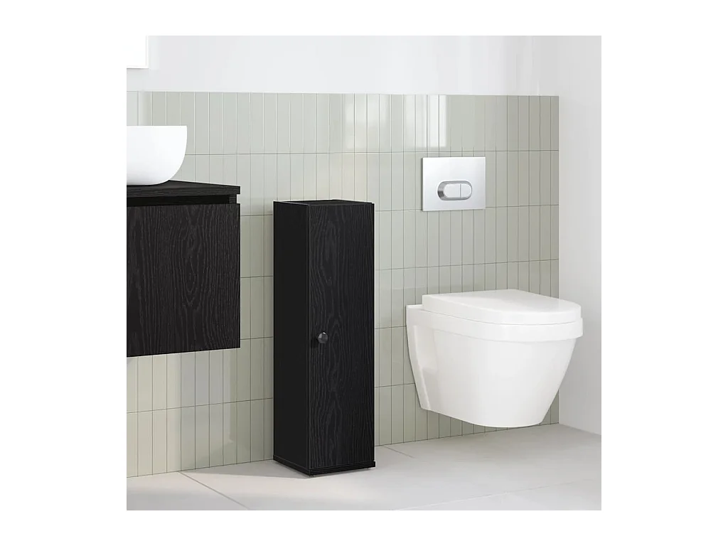 Badkamerkast met zwarte rolhouder 20,5x22x72 cm