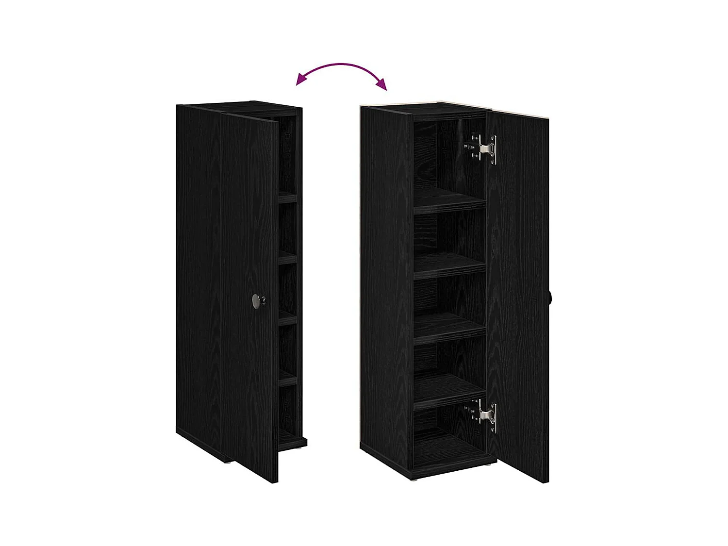 Badkamerkast met zwarte rolhouder 20,5x22x72 cm