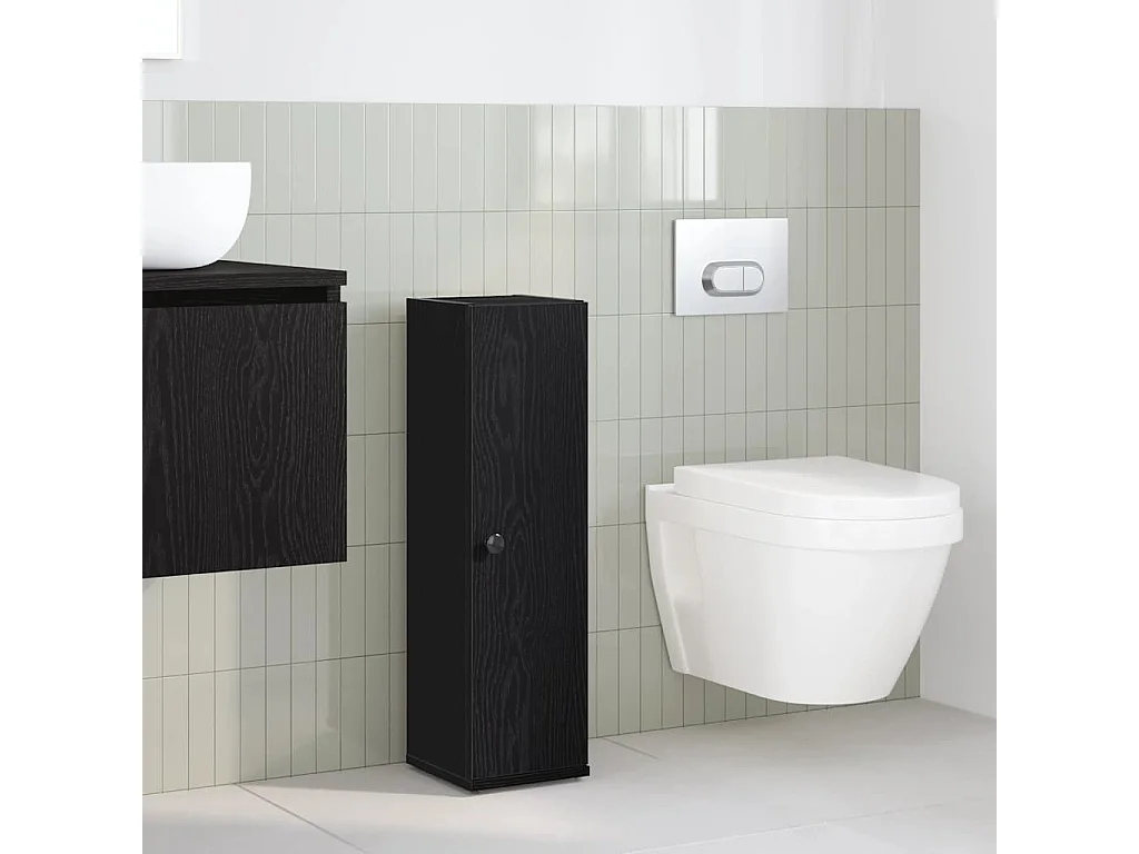 Badkamerkast met zwarte rolhouder 20,5x22x72 cm