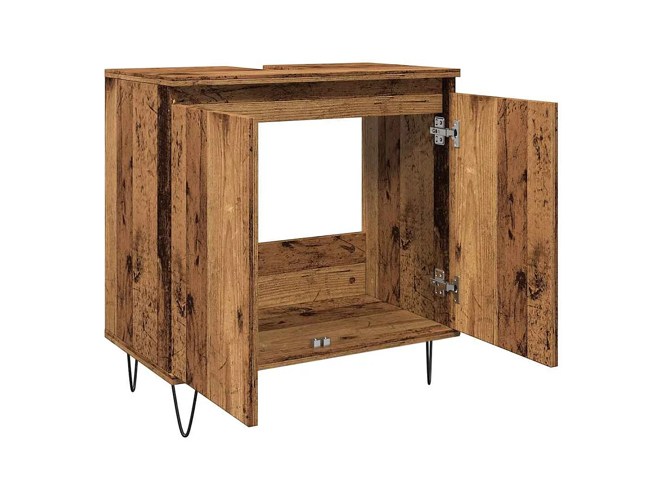 Badkamerkast oud hout 58x33x60 cm bewerkt hout