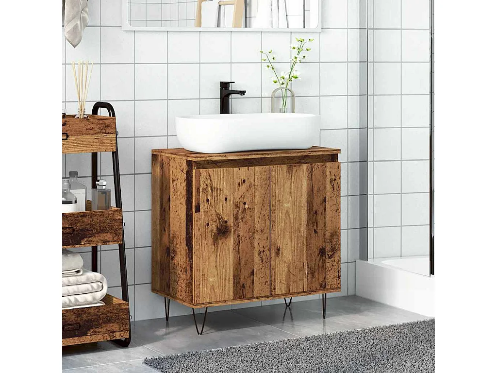 Armoire de salle de bain vieux bois 58x33x60 cm bois ingénierie