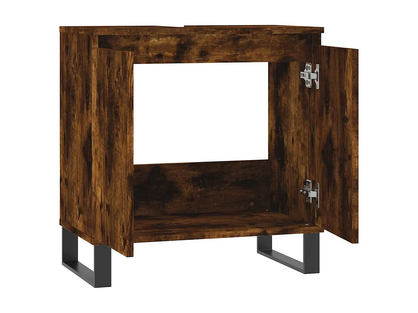 Mueble de baño roble ahumado 58x33x60 cm madera de ingeniería