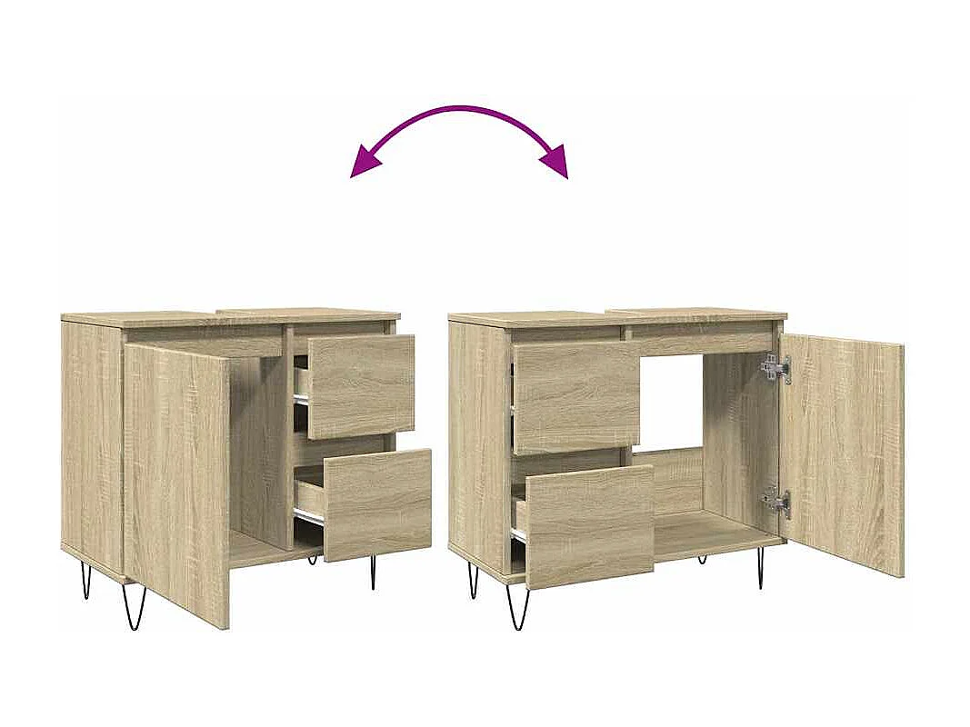 Mobile bagno in rovere Sonoma 65x33x60 cm