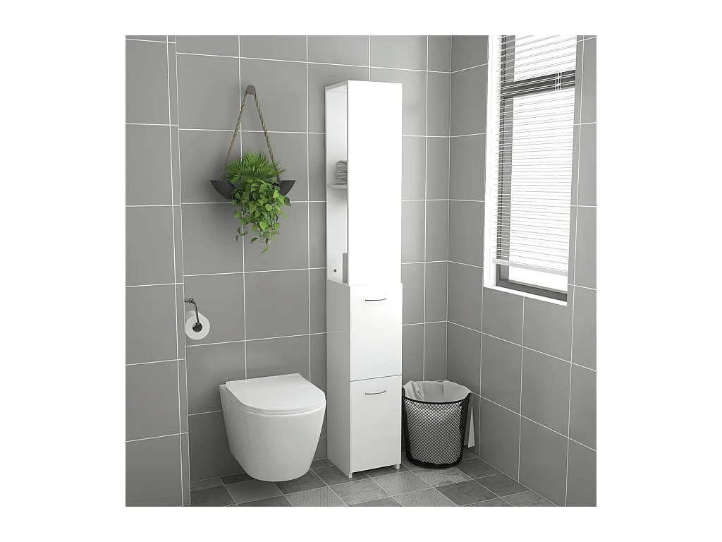 Witte badkamerkast 25x26,5x170 cm van bewerkt hout