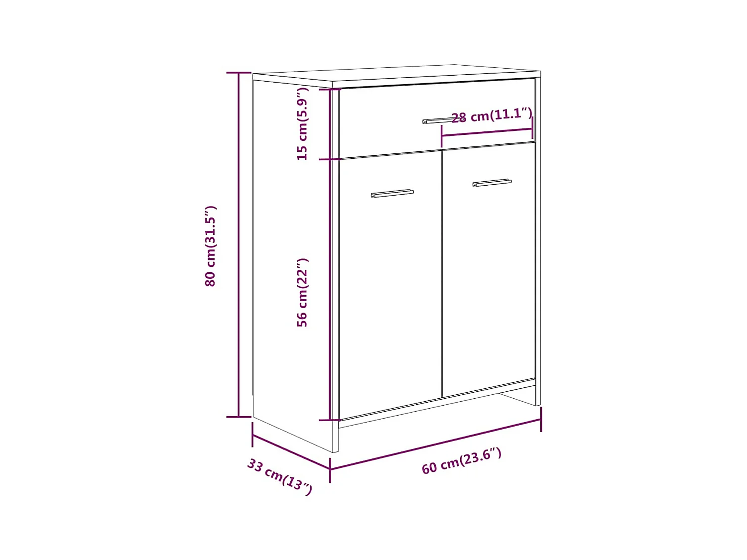 Badkamerkast Bruin eiken 60x33x80 cm Technisch hout