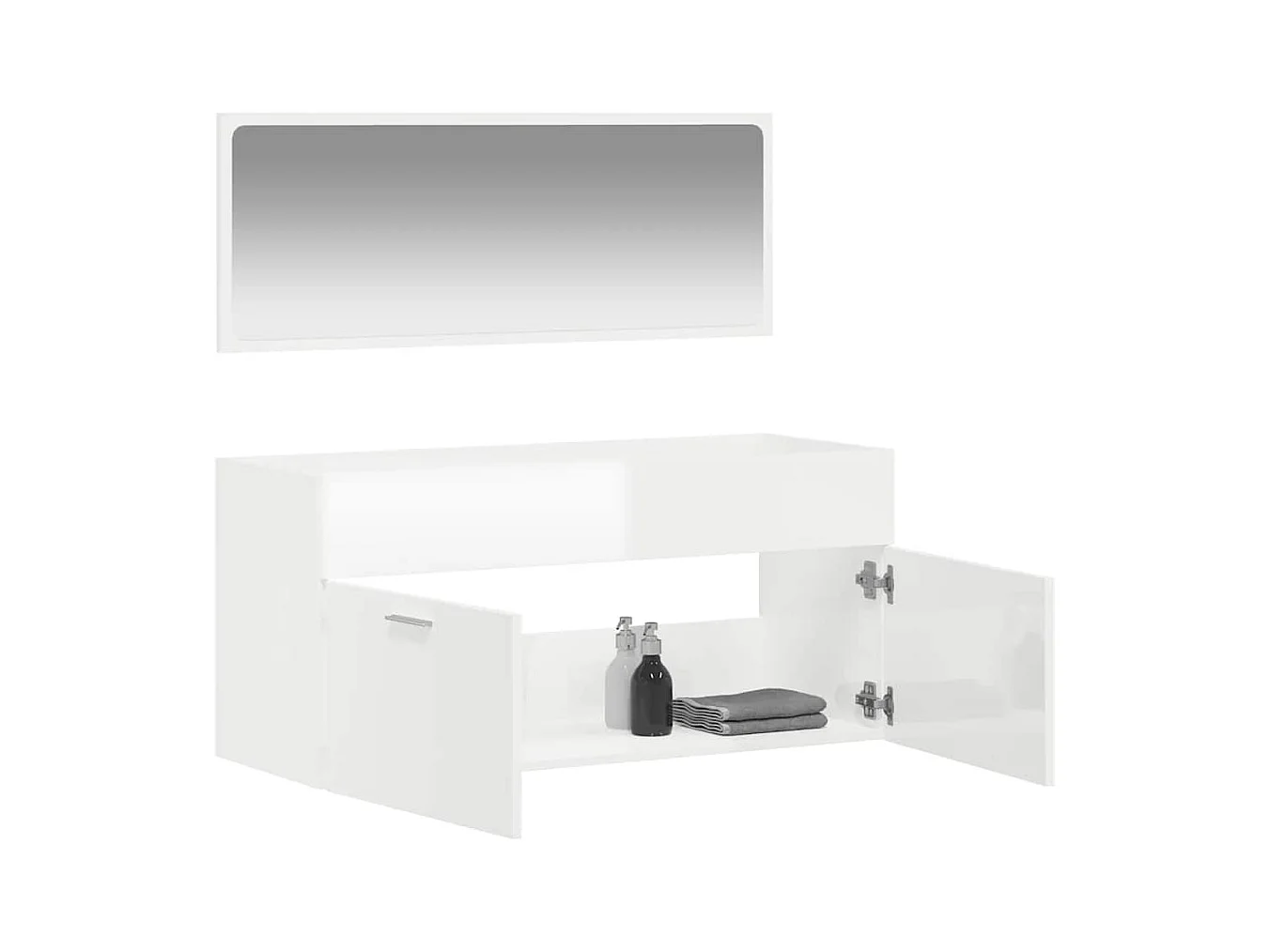 Badkamermeubel met spiegel in wit hoogglans bewerkt hout
