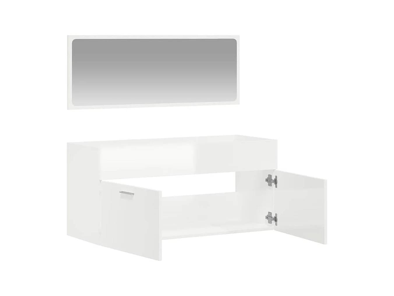 Badkamermeubel met spiegel in wit hoogglans bewerkt hout