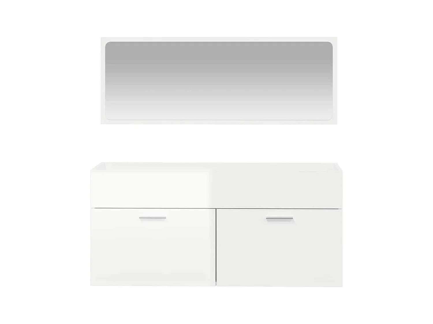 Badkamermeubel met spiegel in wit hoogglans bewerkt hout