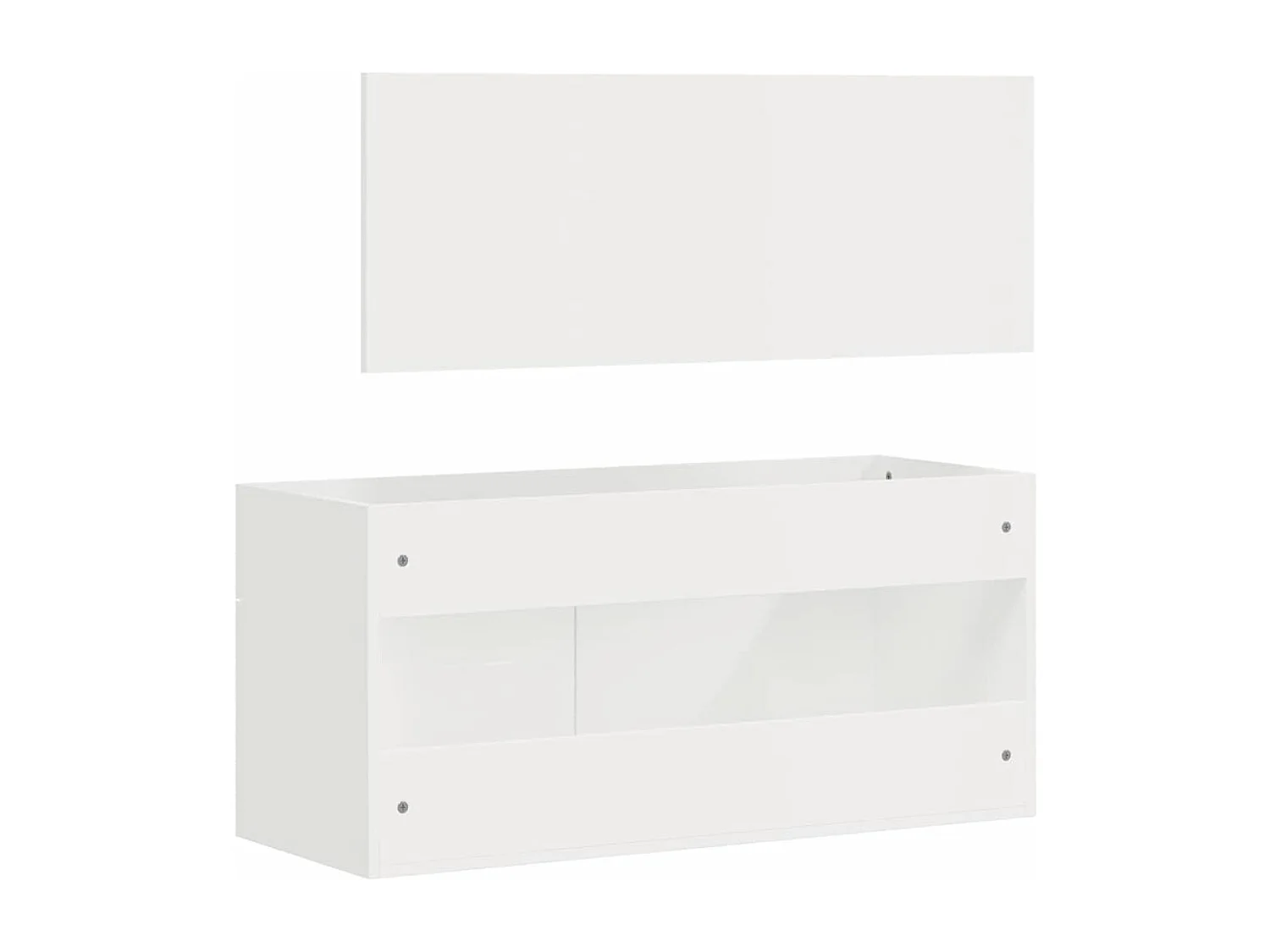 Mobile da bagno con specchio in legno ingegnerizzato bianco lucido