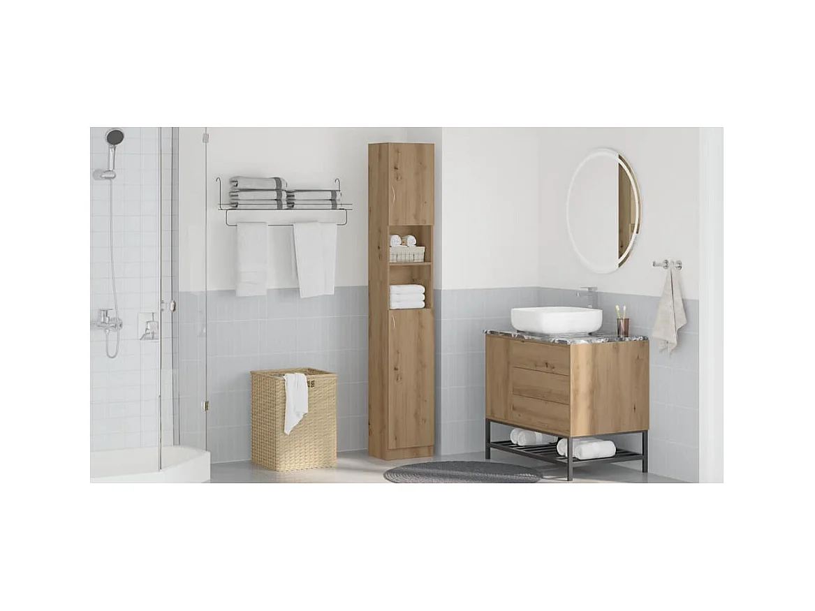 Armoire de salle de bain chêne artisanal 32x25,5x190 cm