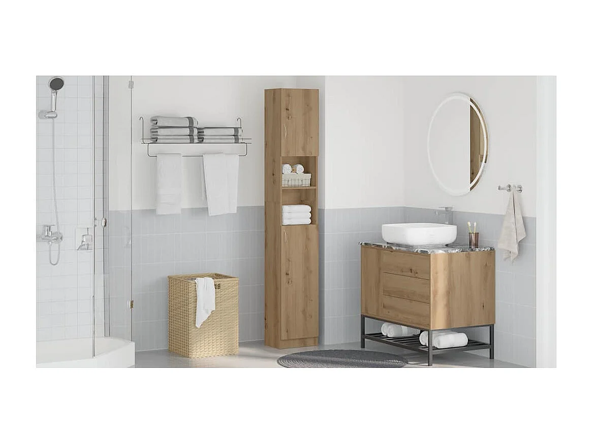 Armoire de salle de bain chêne artisanal 32x25,5x190 cm