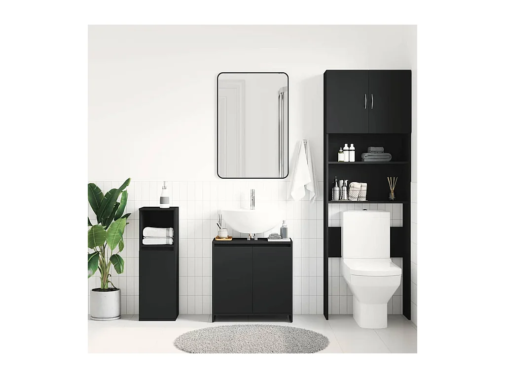 Zwarte badkamerkast 60x33x61 cm Technisch hout