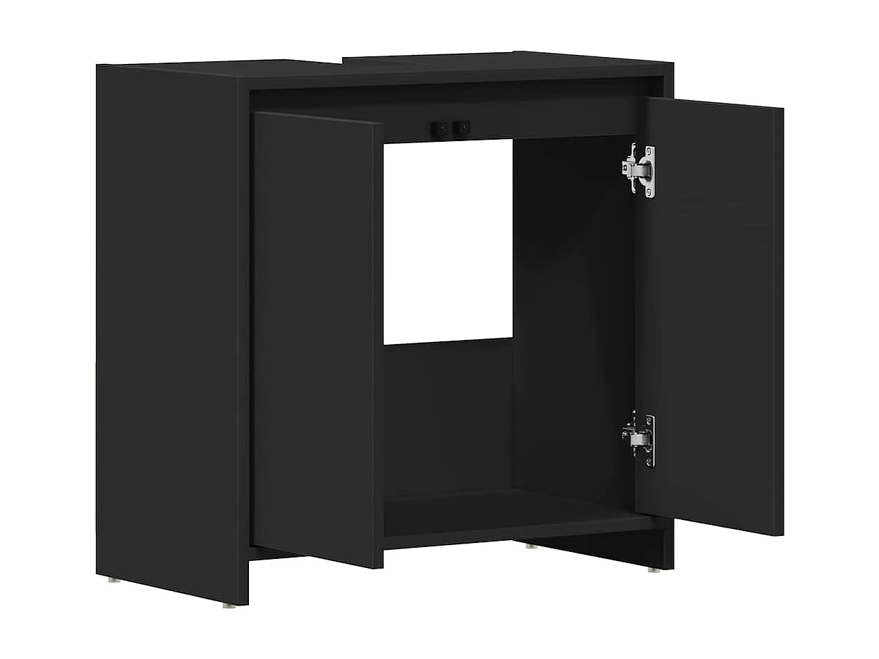Mueble de baño negro 60x33x61 cm Madera de ingeniería