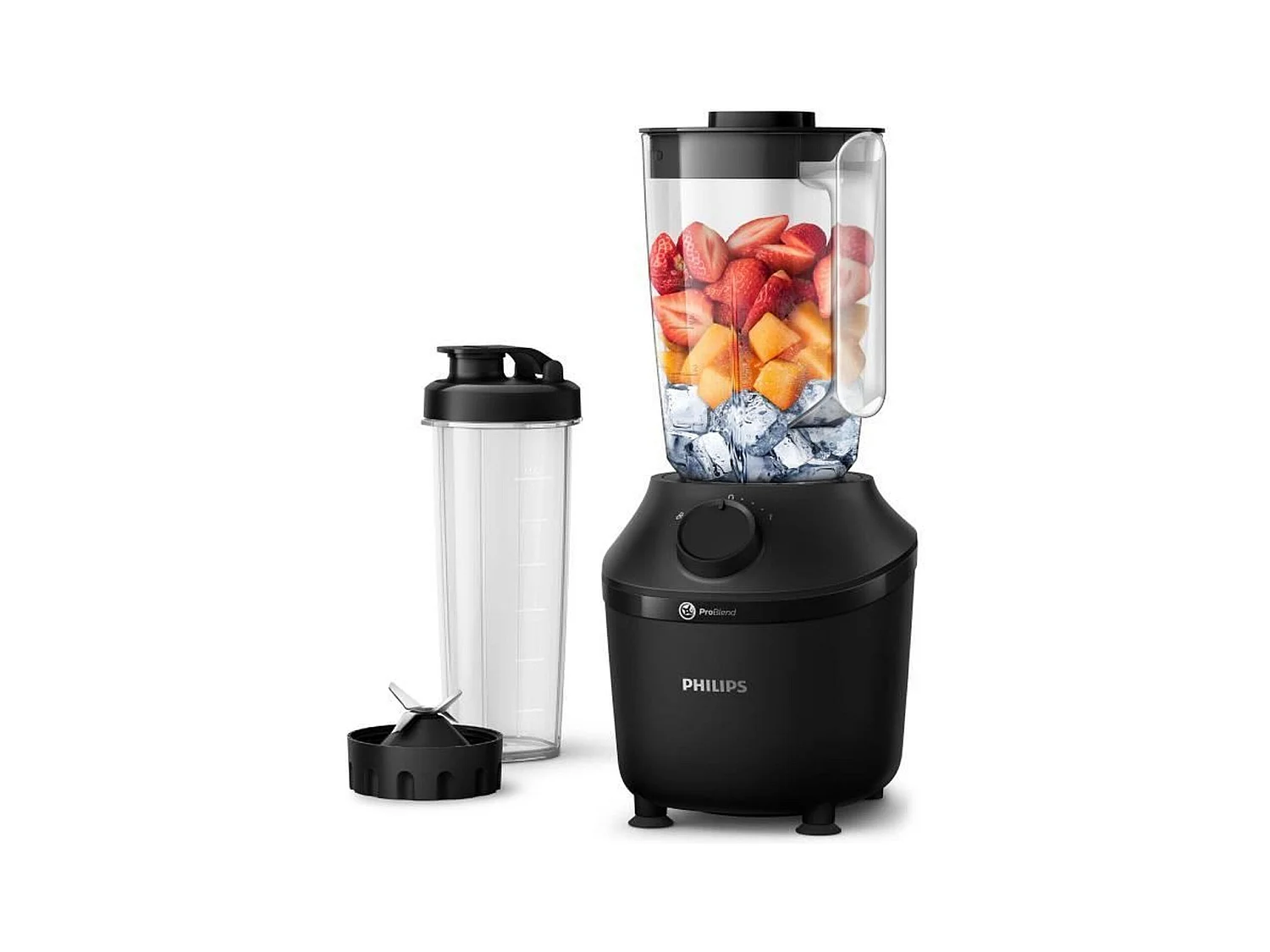 Mixer, 450 W, 4 ProBlend 4 Klingen, 1,9 l Kunststoffschüssel, Flasche, 1 Geschwindigkeit + Impuls, Schwarz