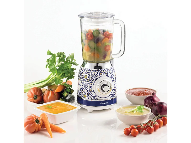 Blender Ariete vintage bol verre Capri 583CAP 1000 W Blanc Bleu
