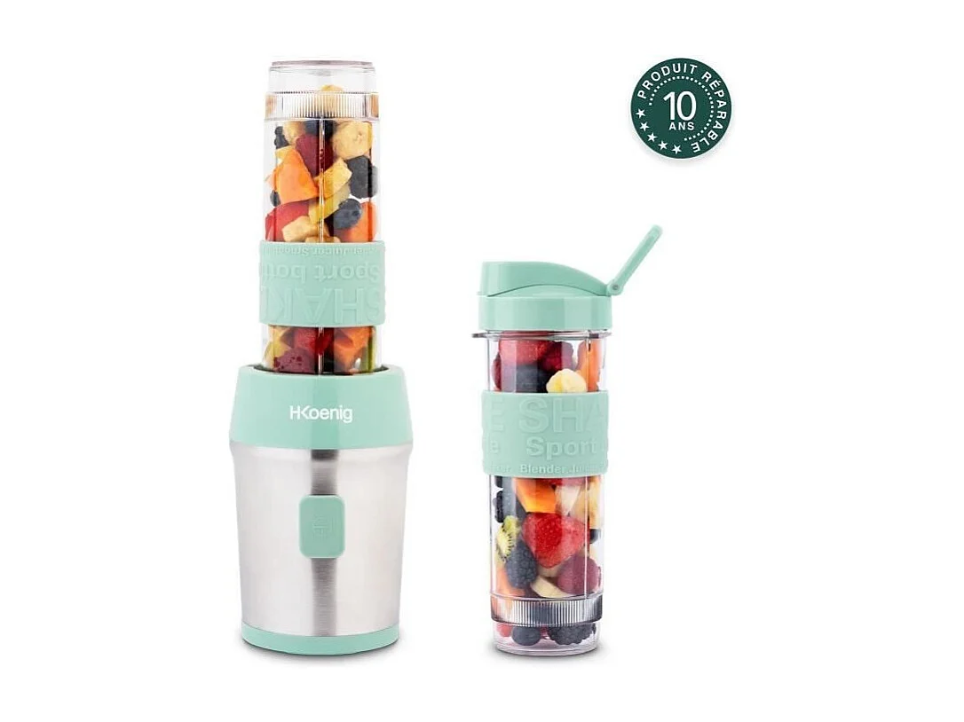 Mini blender - SMOO18 - 300 W - 570 mL - Vert pastel - 2 gourdes incluses