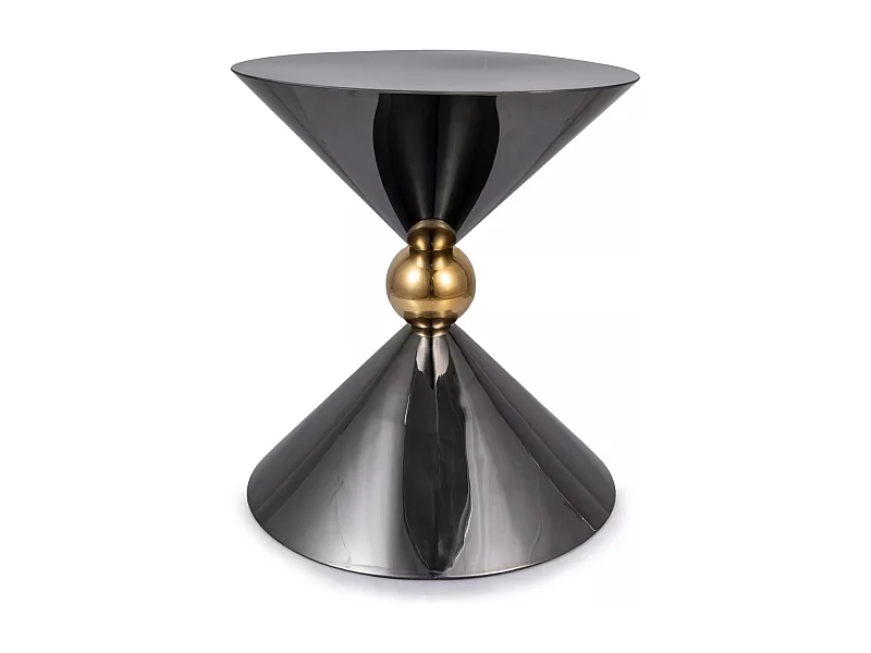 Table d'appoint Mira/Ronde/Métal/Noir et Or