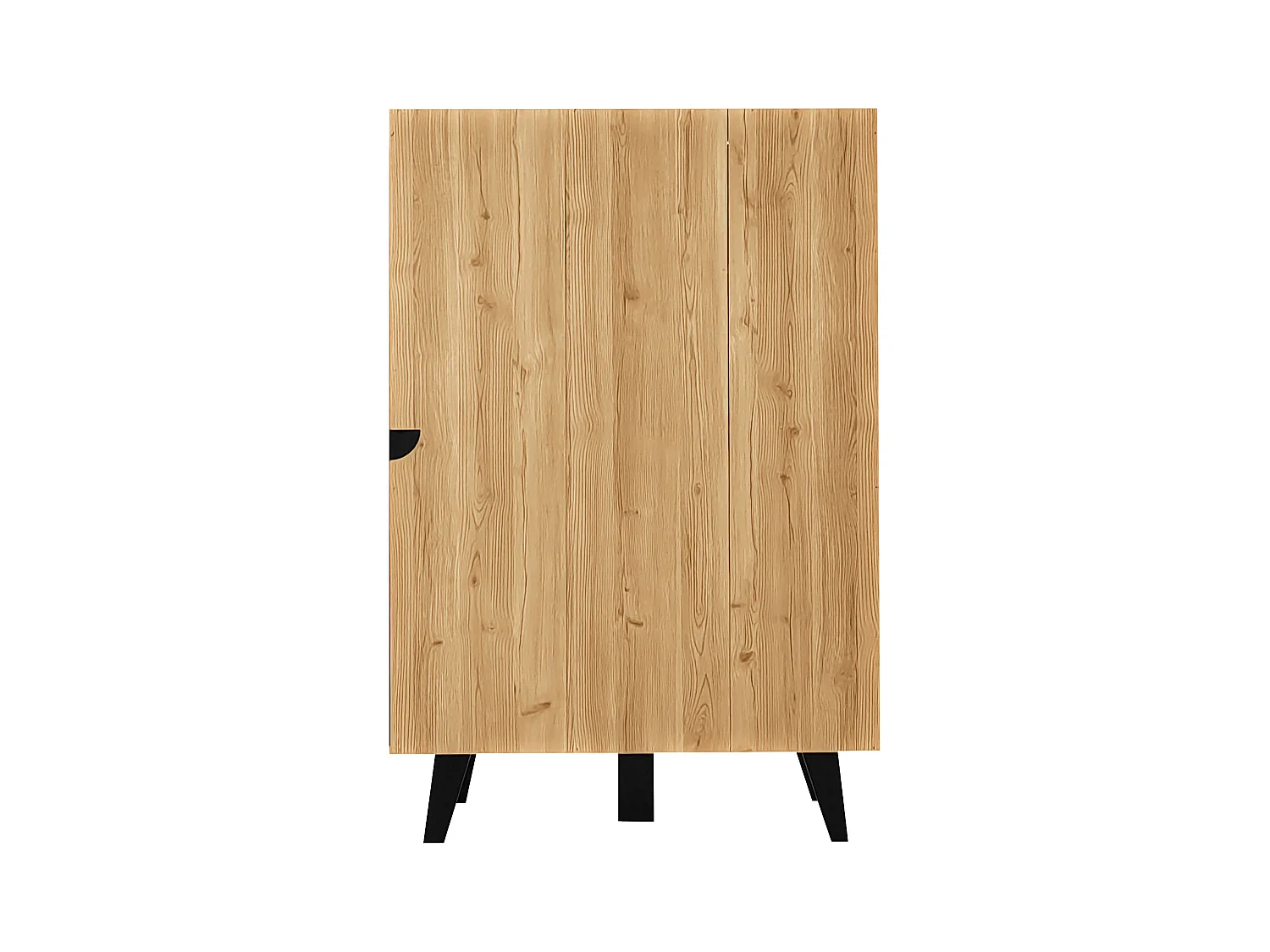 Zwart en houten dressoir 80x40x120cm met 2 deuren en LED-verlichting