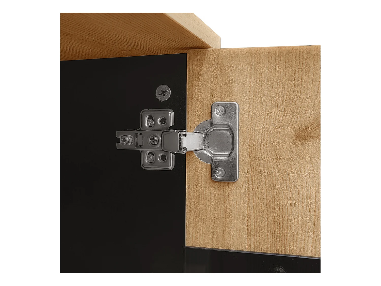 Zwart en houten dressoir 80x40x120cm met 2 deuren en LED-verlichting