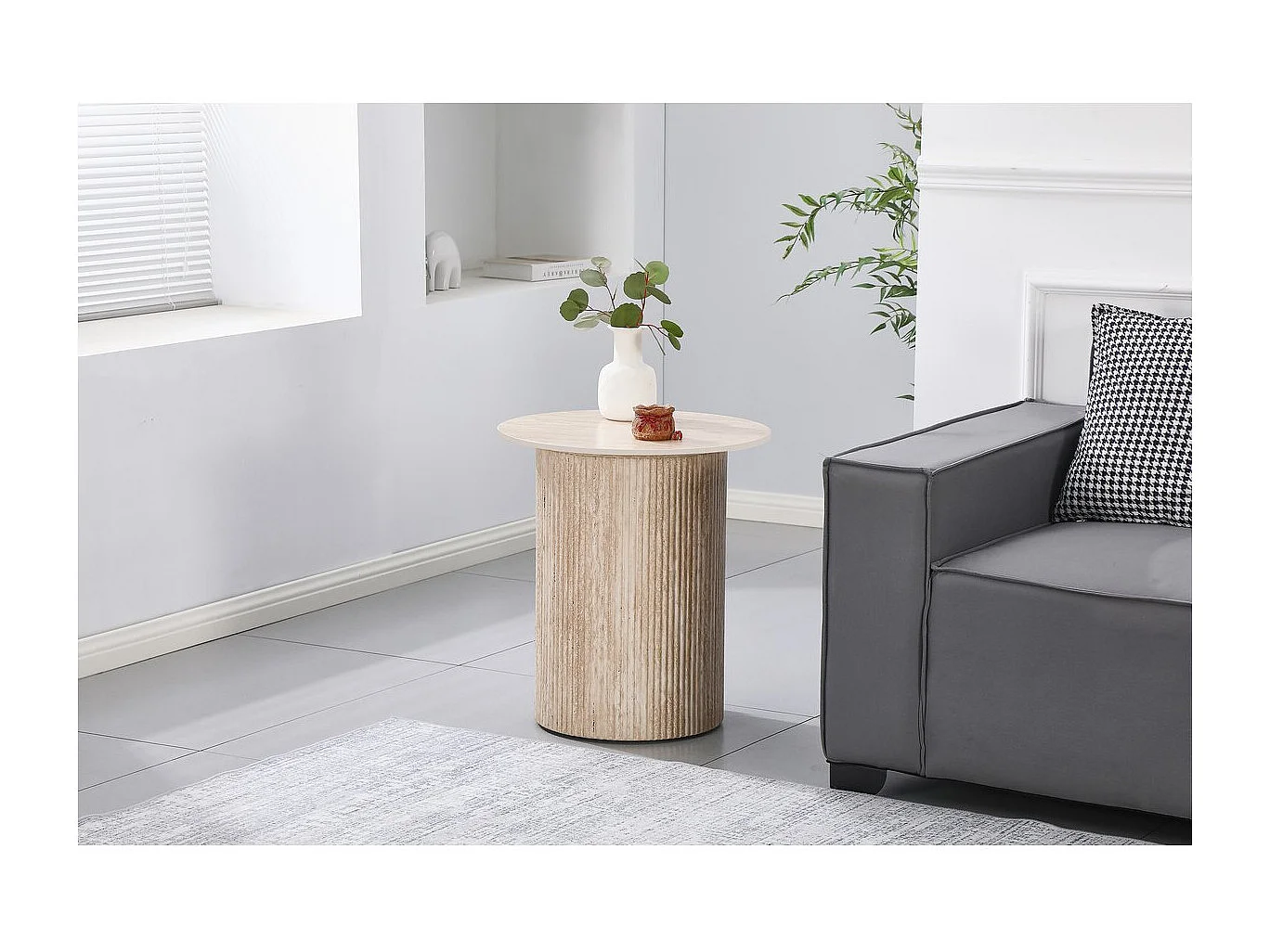 Beistelltisch, Sofatisch, Nachttisch aus Keramik "Eclat" – 50 x 50 x 55 cm – Weiß - 50 x 50 x 55 cm - Braun