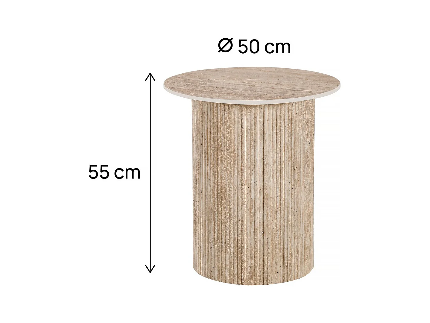 Beistelltisch, Sofatisch, Nachttisch aus Keramik "Eclat" – 50 x 50 x 55 cm – Weiß - 50 x 50 x 55 cm - Braun