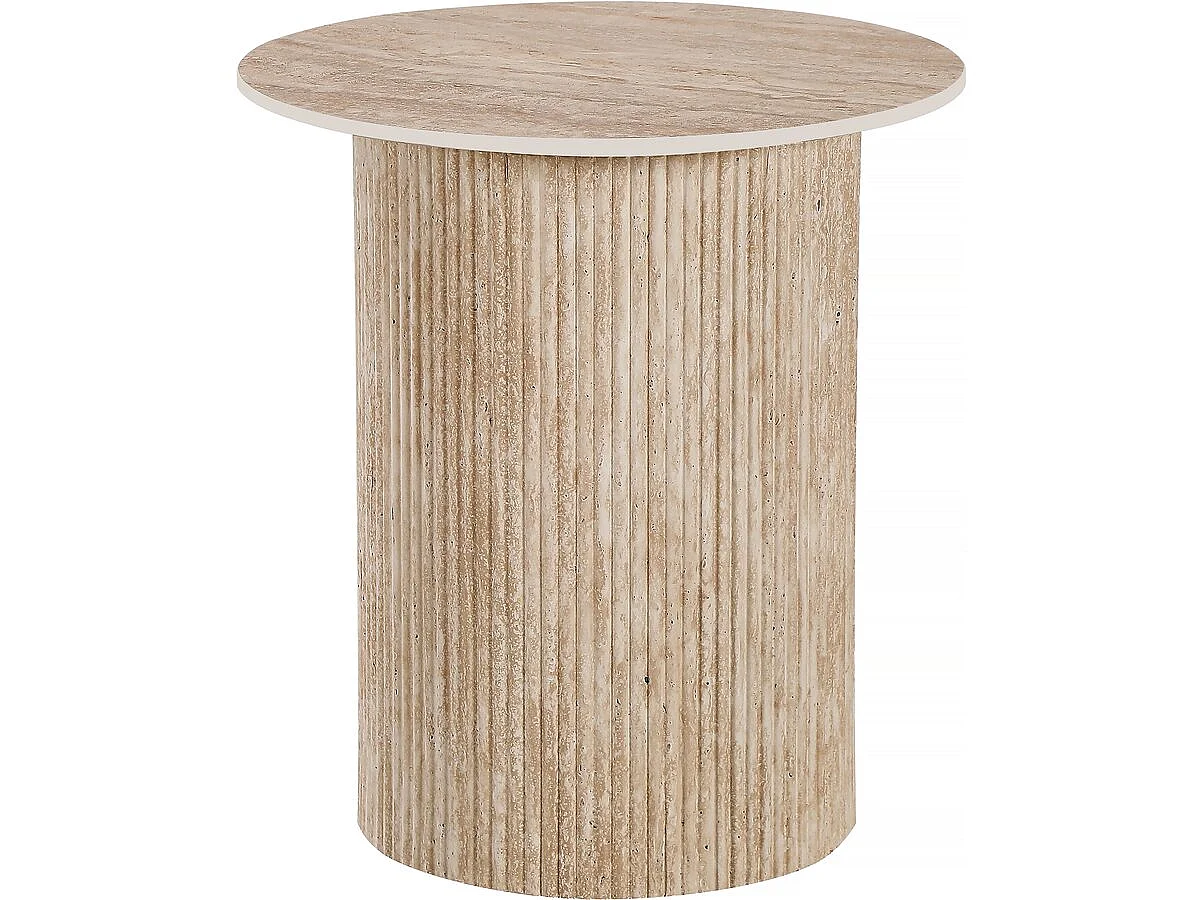 Table d'appoint, bout de canapé, table de chevet en céramique "Eclat" - 50 x 50 cm - Marron