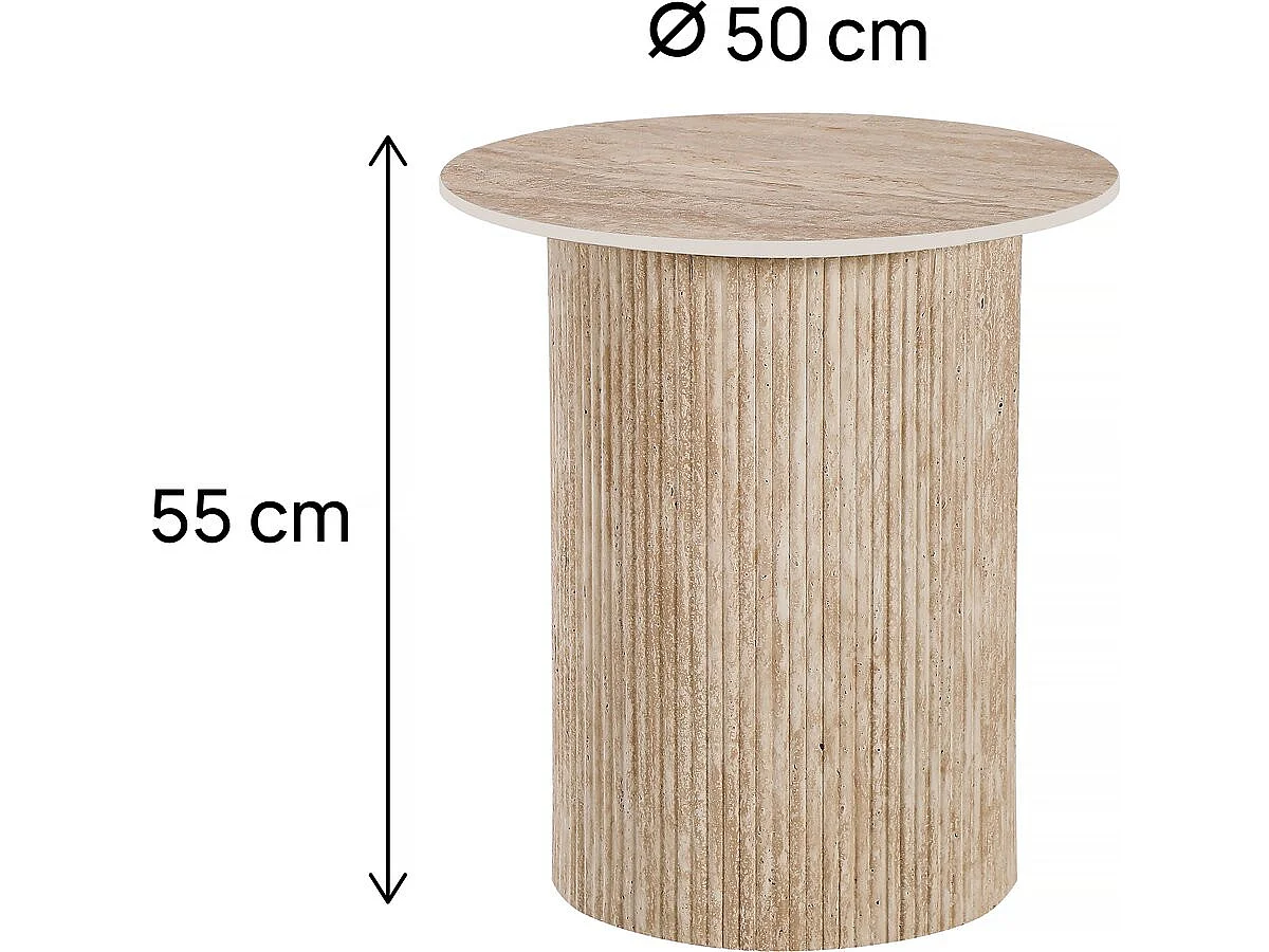 Table d'appoint, bout de canapé, table de chevet en céramique "Eclat" - 50 x 50 cm - Marron