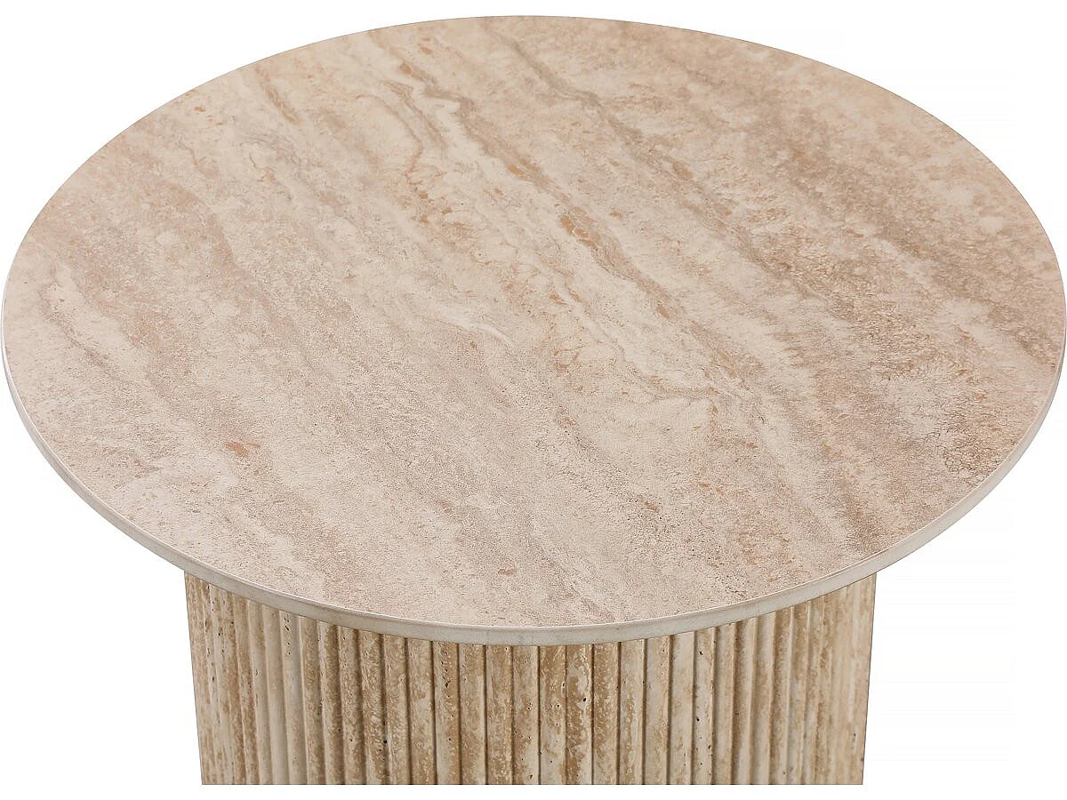 Table d'appoint, bout de canapé, table de chevet en céramique "Eclat" - 50 x 50 cm - Marron