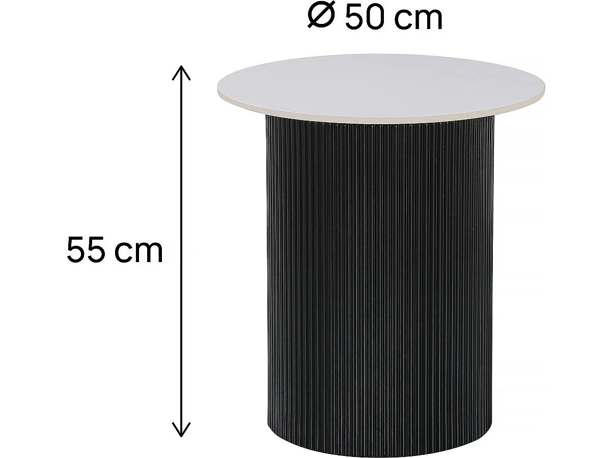 Table d'appoint, bout de canapé, table de chevet en céramique "Eclat" - 50 x 50 x 55 cm - Blanc
