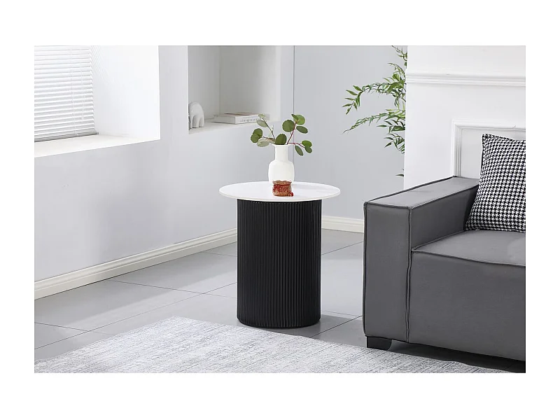 Mesa auxiliar de cerámica "Eclat", mesita de noche - 50 x 50 x 55 cm - Blanco