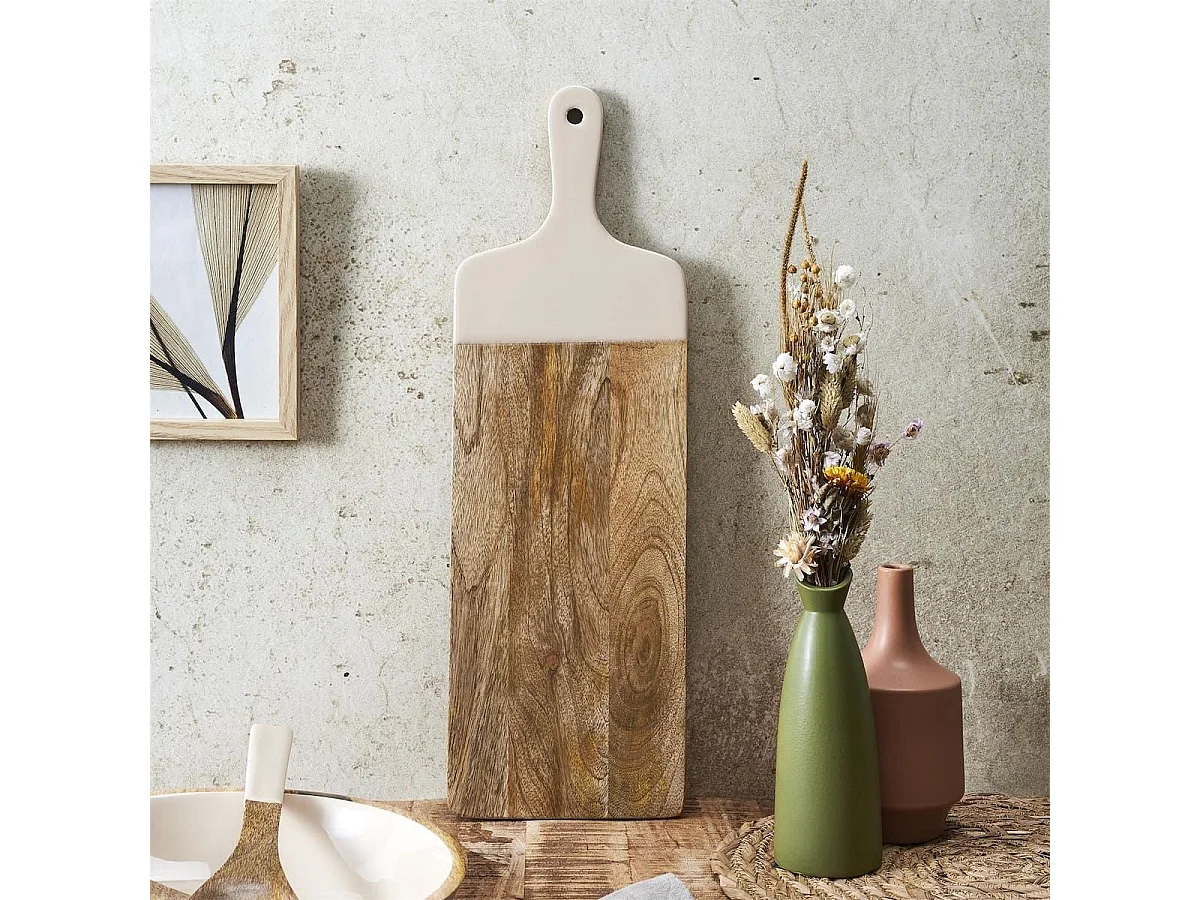Planche en bois de manguier uni beige (L58cm) - MANGO