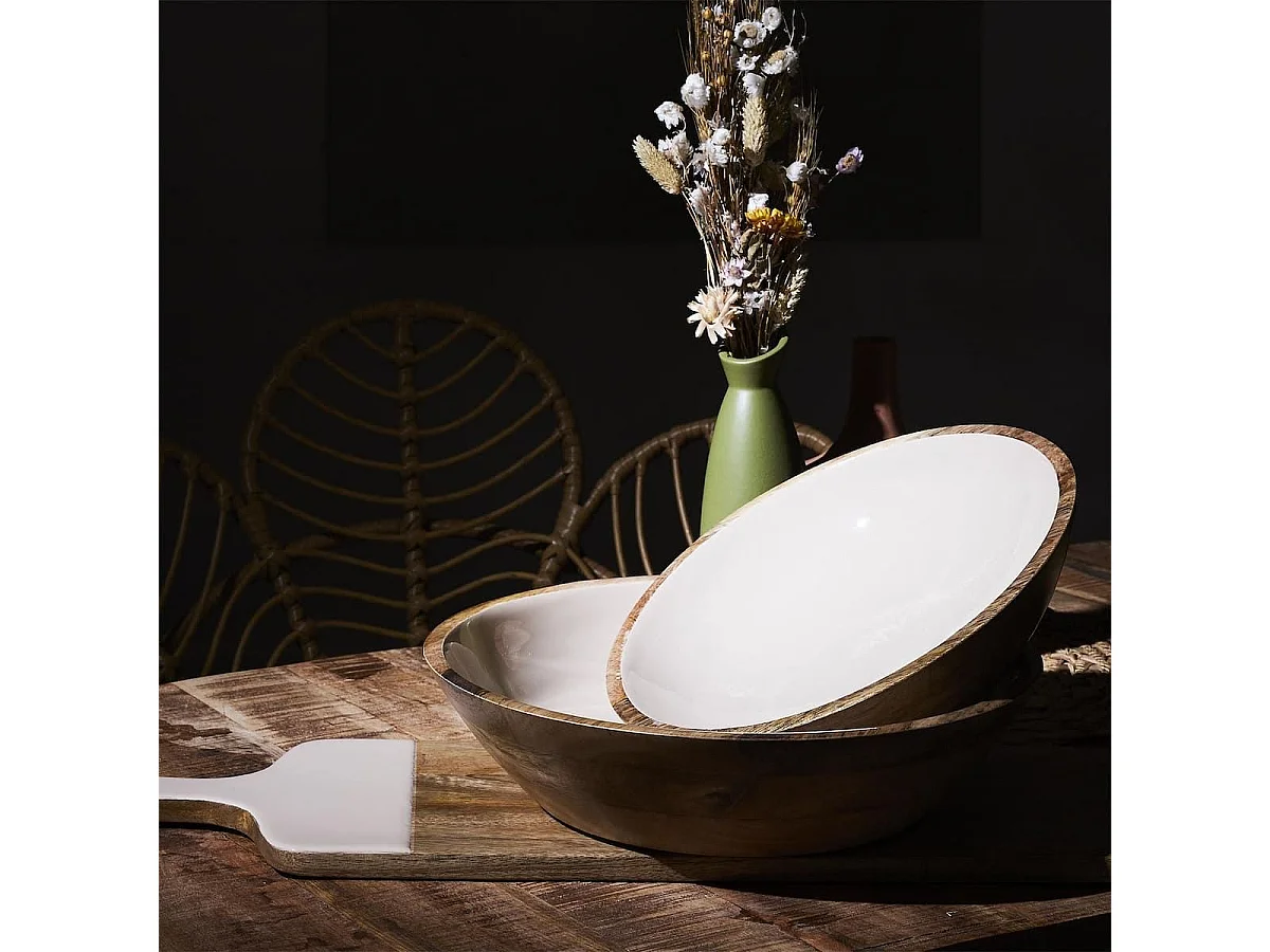 Planche en bois de manguier uni beige (L58cm) - MANGO