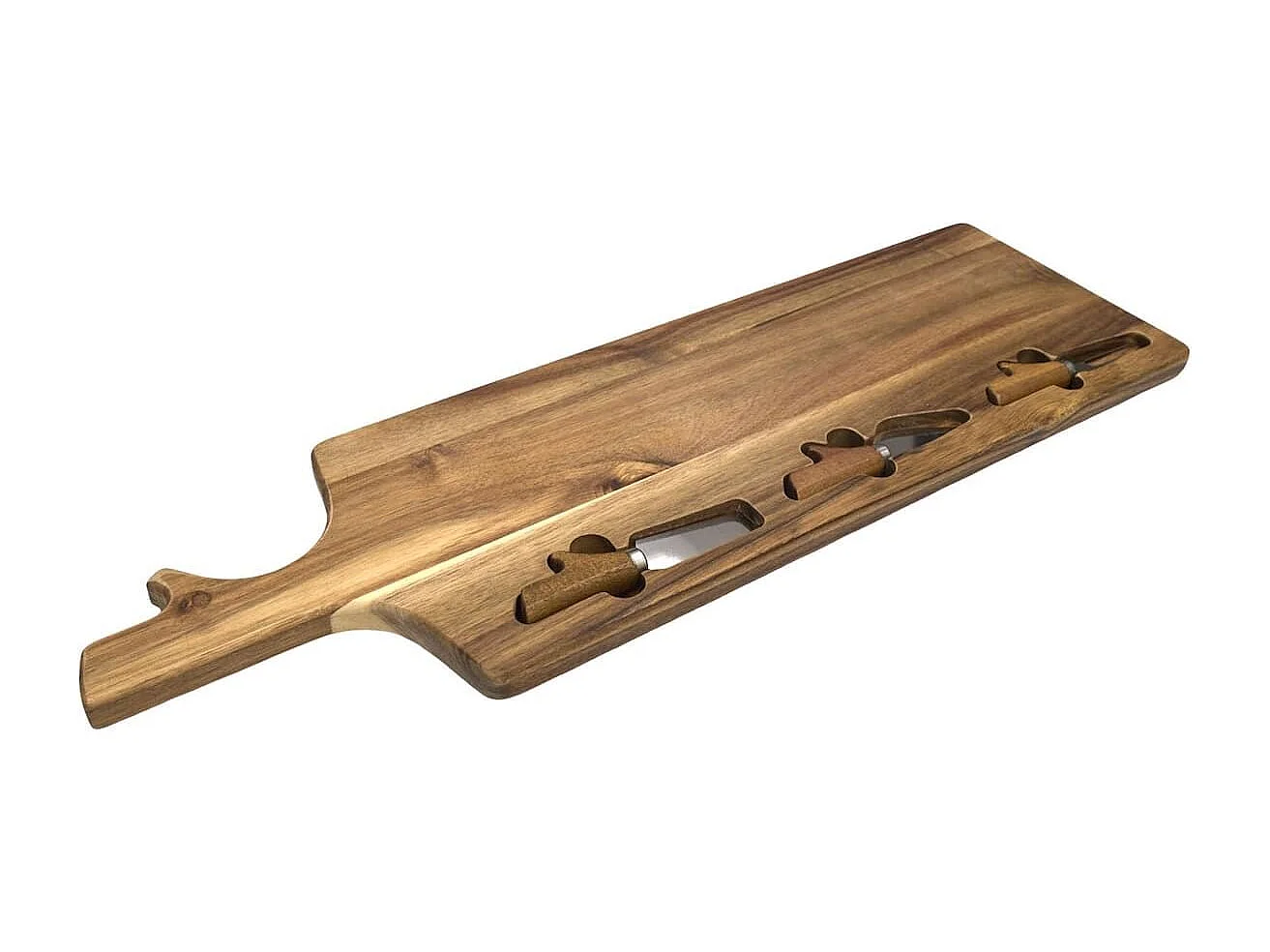 Planche à fromage en acacia 60×20 cm avec ses 3 couteaux inclus