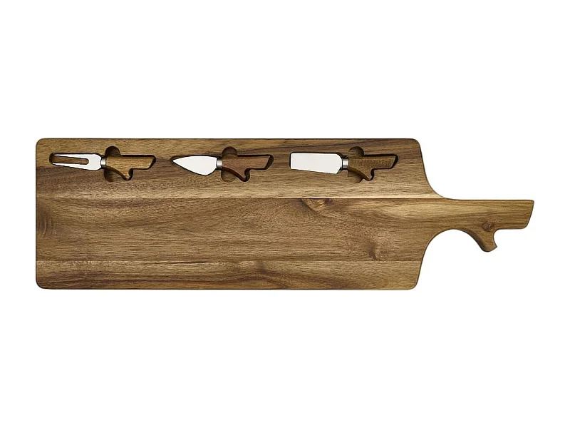 Planche à fromage en acacia 60×20 cm avec ses 3 couteaux inclus