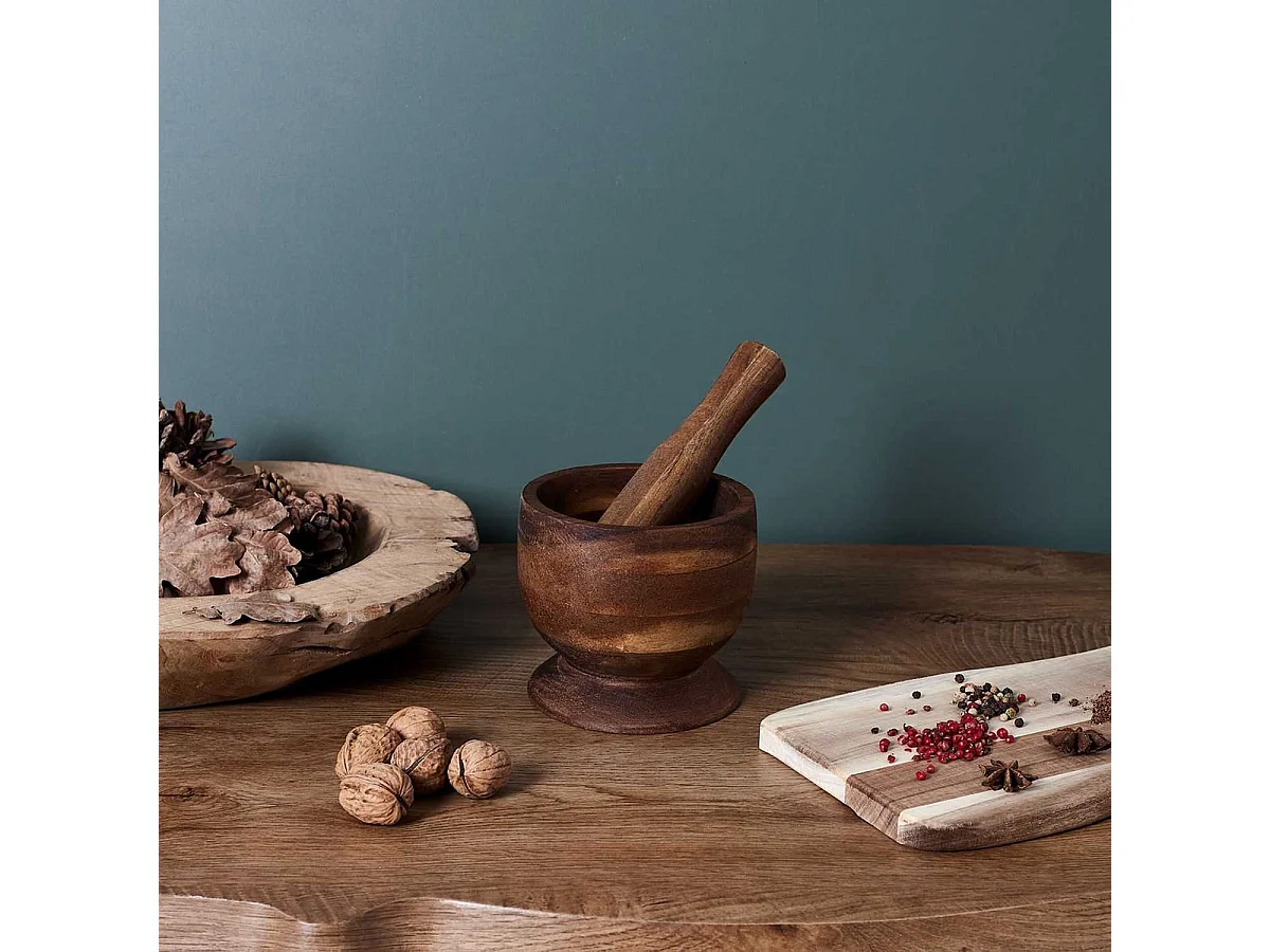 Mortier de Cuisine Ø12cm avec Pilon en Acacia Massif - TISSA