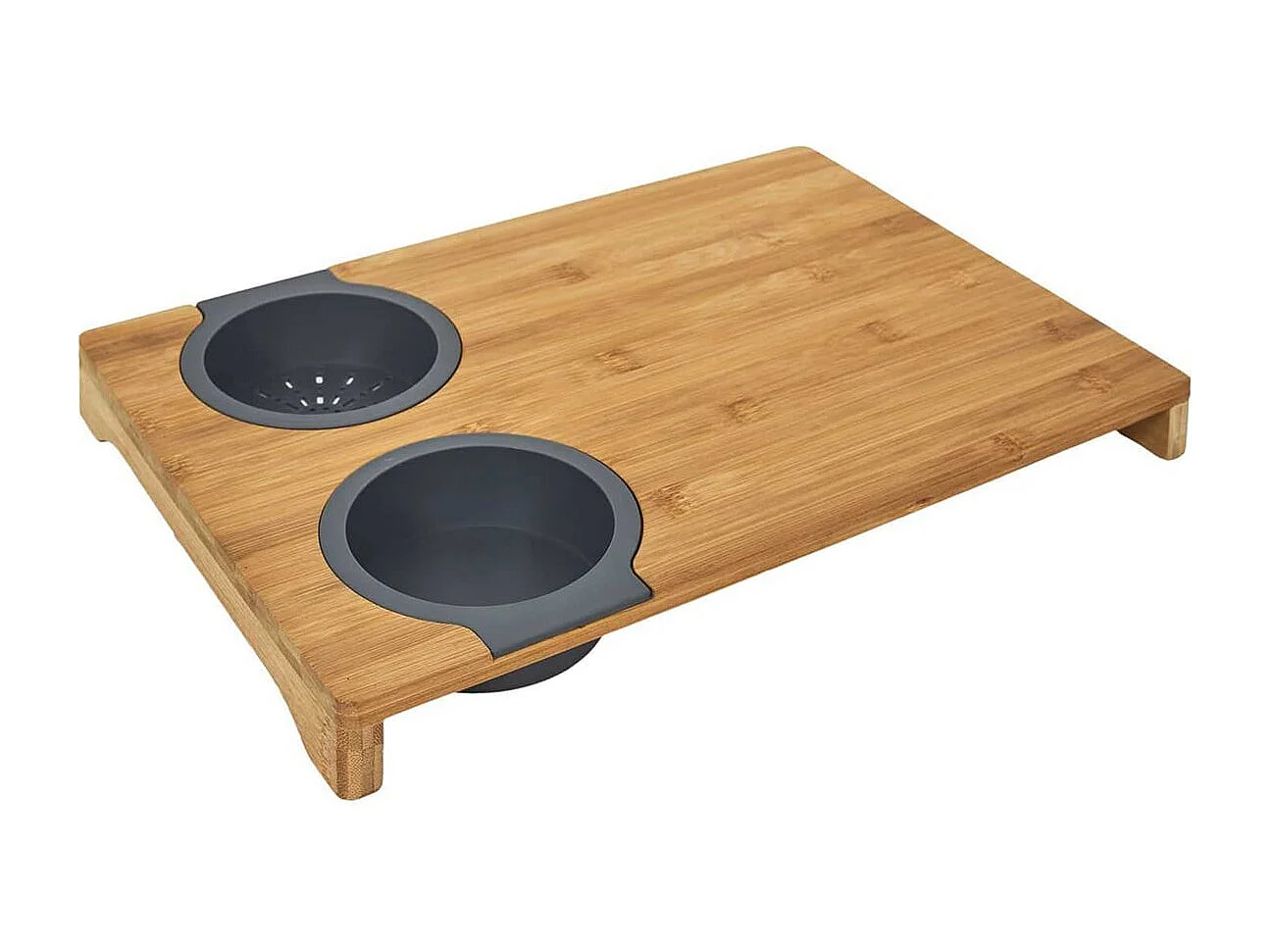 Planche à Découper en Bois avec Récipient et Egouttoir Intégré - COMBI