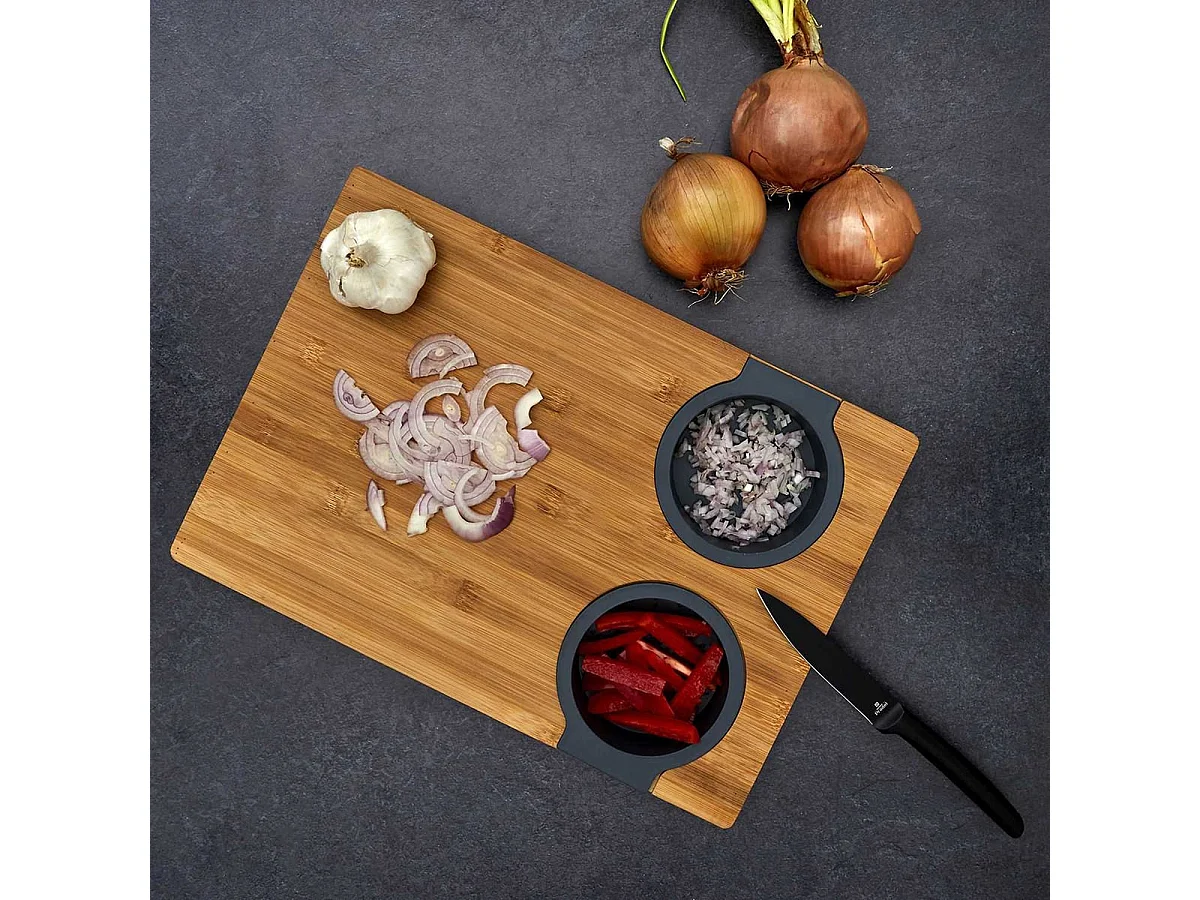 Planche à Découper en Bois avec Récipient et Egouttoir Intégré - COMBI