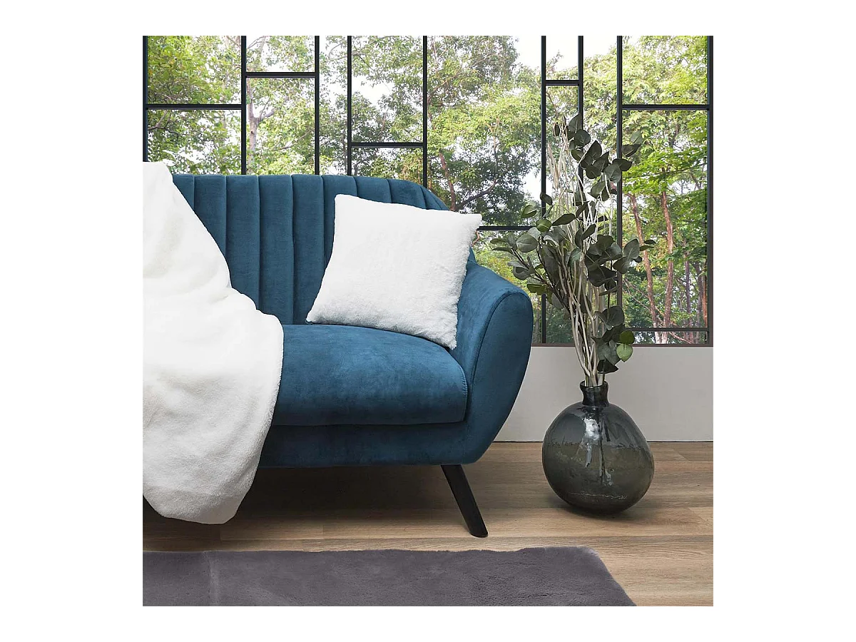 Coussin Ultra Doux 40x40cm Imitation Fourrure Blanche - FLUFFY