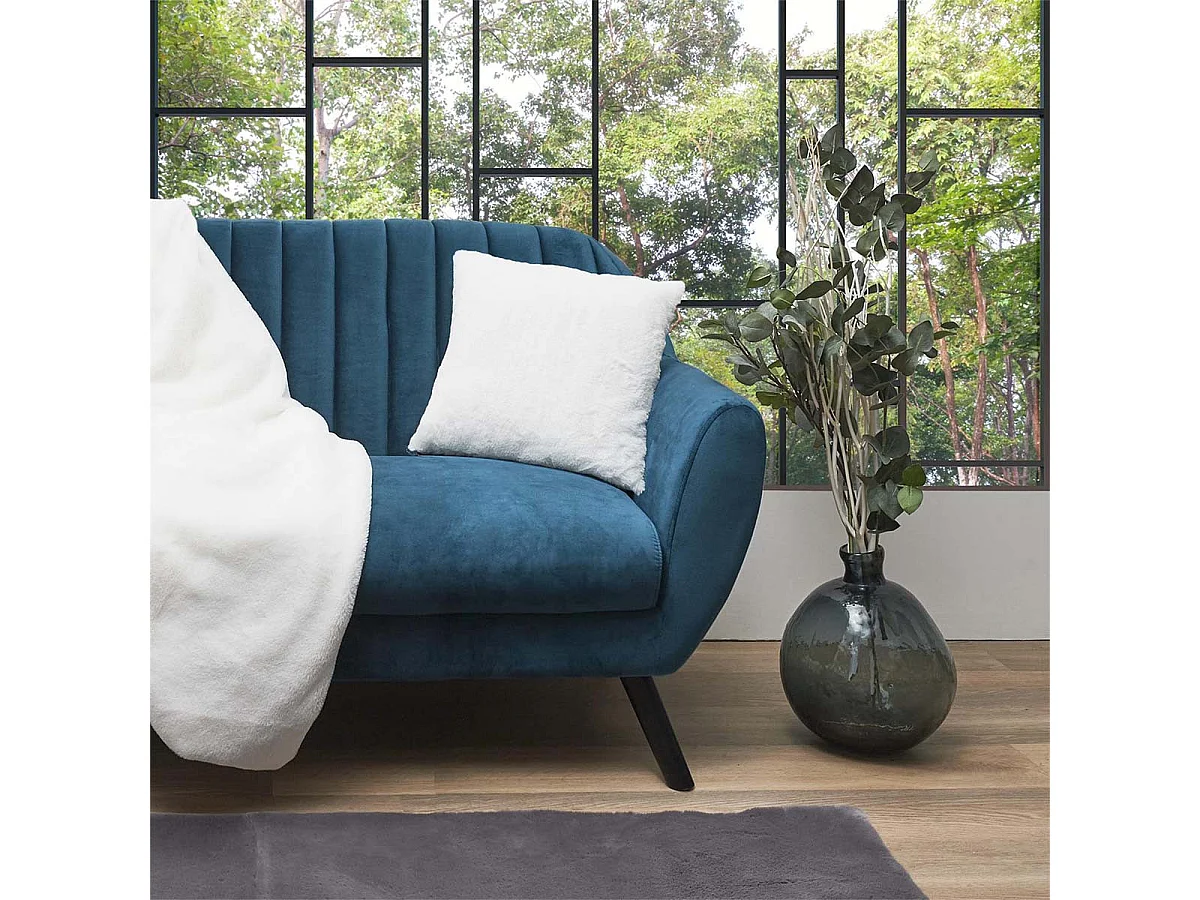 Coussin Ultra Doux 40x40cm Imitation Fourrure Blanche - FLUFFY