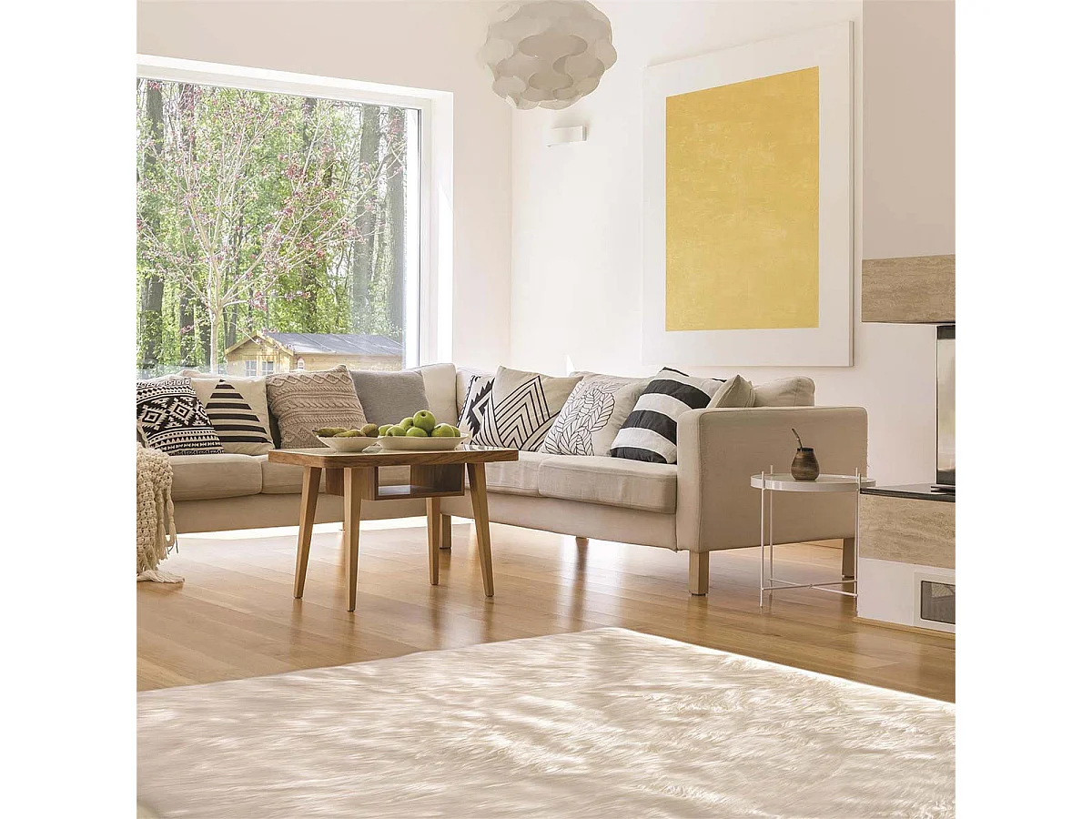 Tapis Rectangulaire 115x170cm Imitation Fourrure Blanche - SANDIO