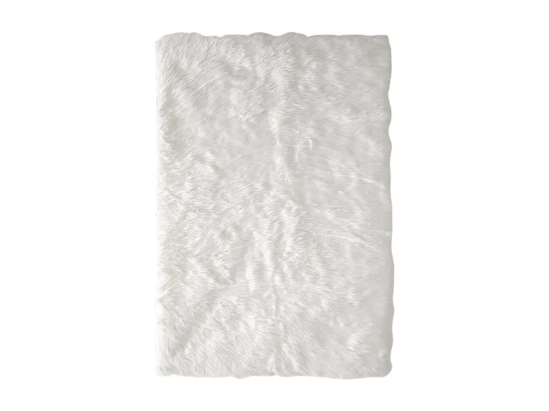 Tapis Rectangulaire 115x170cm Imitation Fourrure Blanche - SANDIO