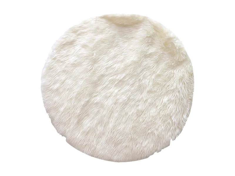 Tapis Rond Ø115cm Imitation Fourrure Blanche - SANDIO