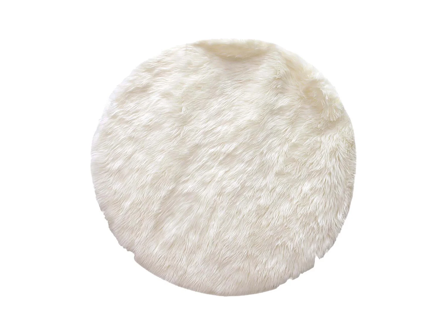 Tapis Rond Ø115cm Imitation Fourrure Blanche - SANDIO