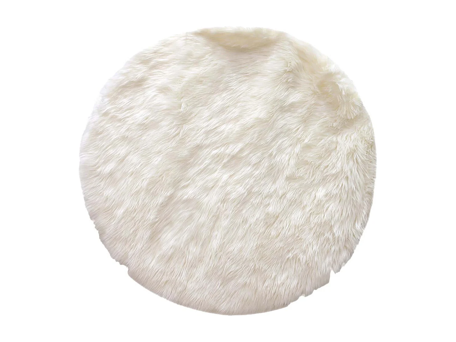 Tapis Rond Ø115cm Imitation Fourrure Blanche - SANDIO