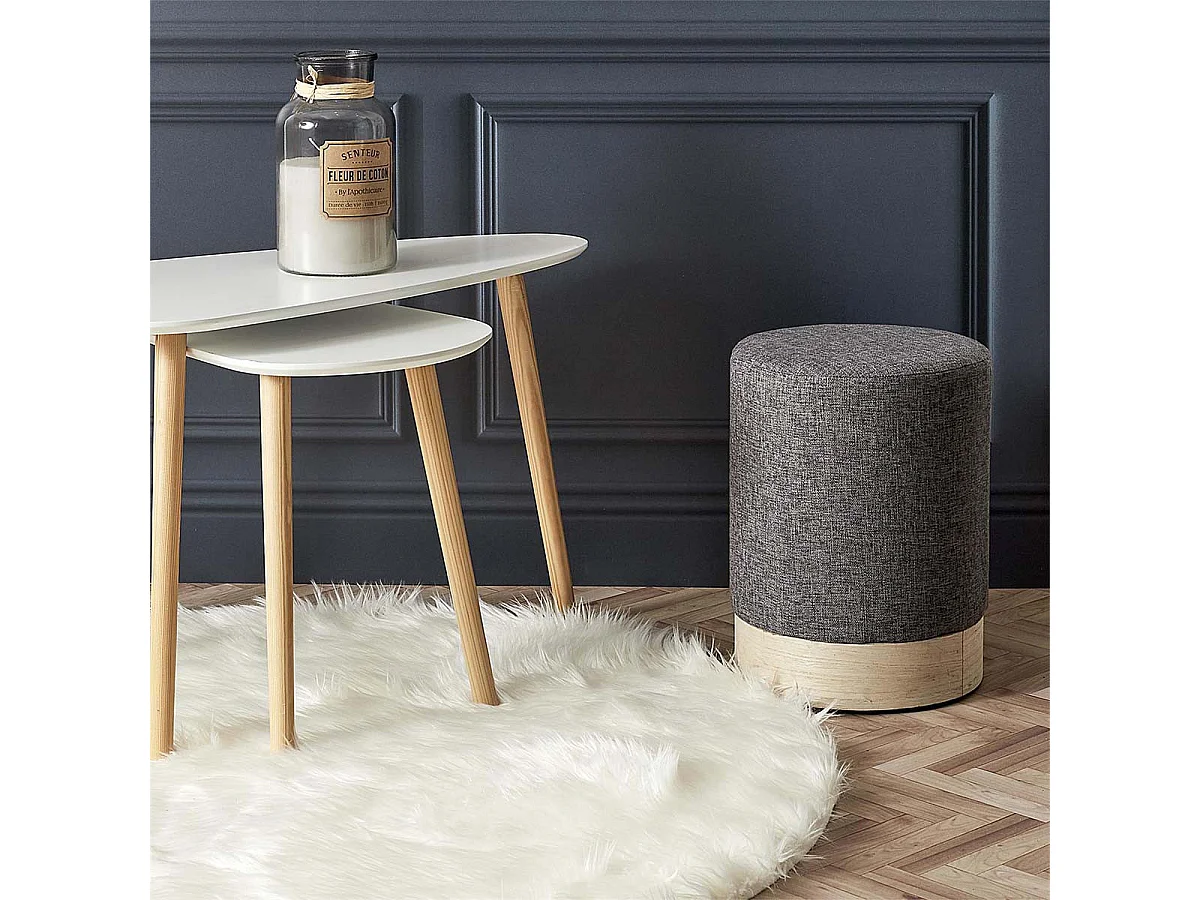 Tapis Rond Ø115cm Imitation Fourrure Blanche - SANDIO