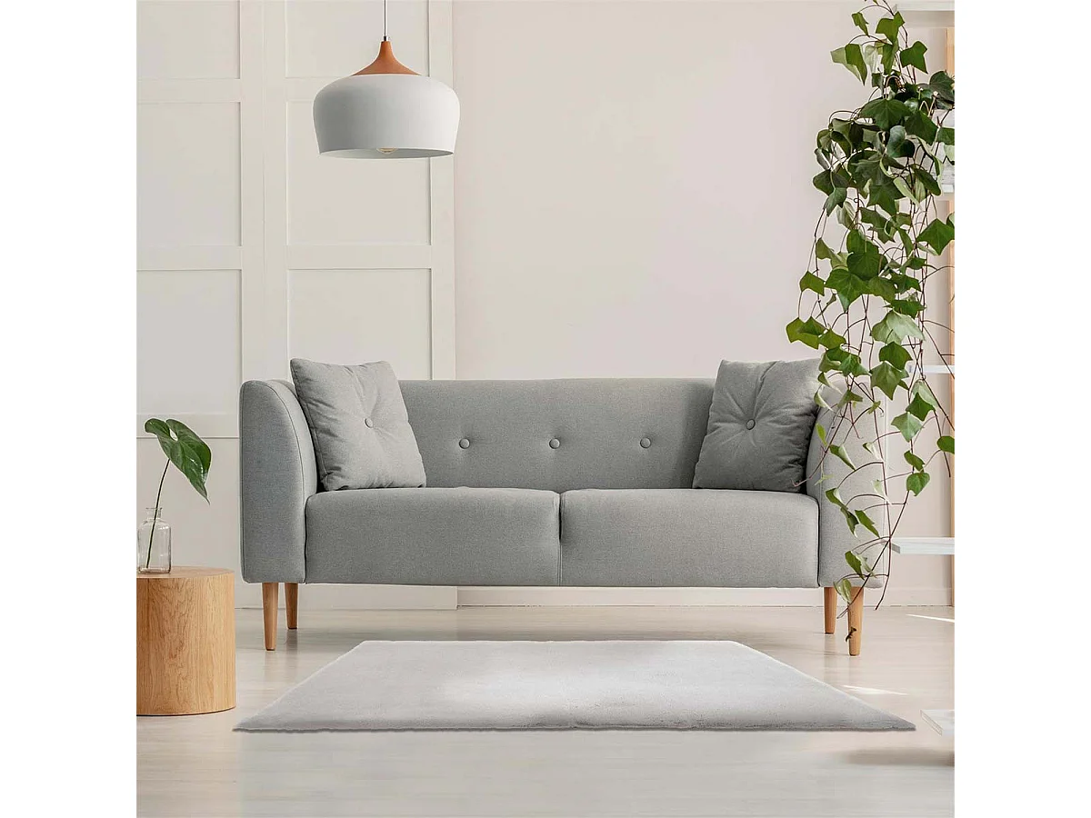 Tapis 120x170cm Imitation Fourrure Fine Blanc Crème - SNUGLY