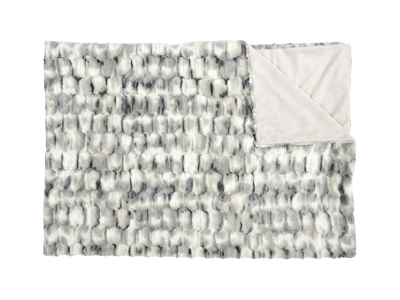 Plaid Ultra Doux 140x200cm Imitation Fourrure Texturée Ombrée Coloris Gris et Blanc - FLUFFY