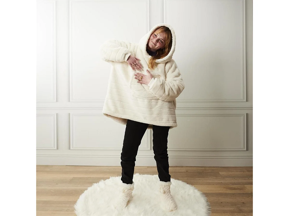 Sweat Plaid Blanc Ultra-Confort, Imitation Fourrure et Chaleur Cocooning - SWEET